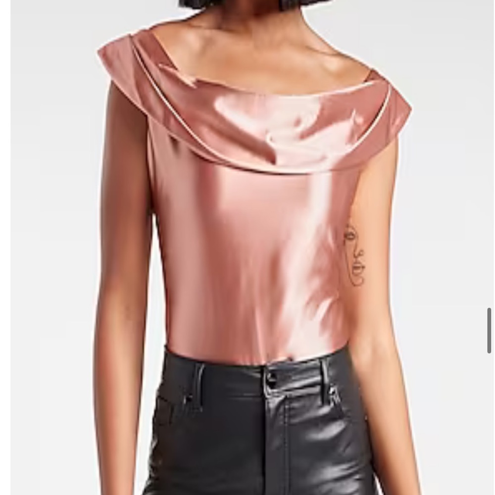 Satin off the shoulders Bodysuit